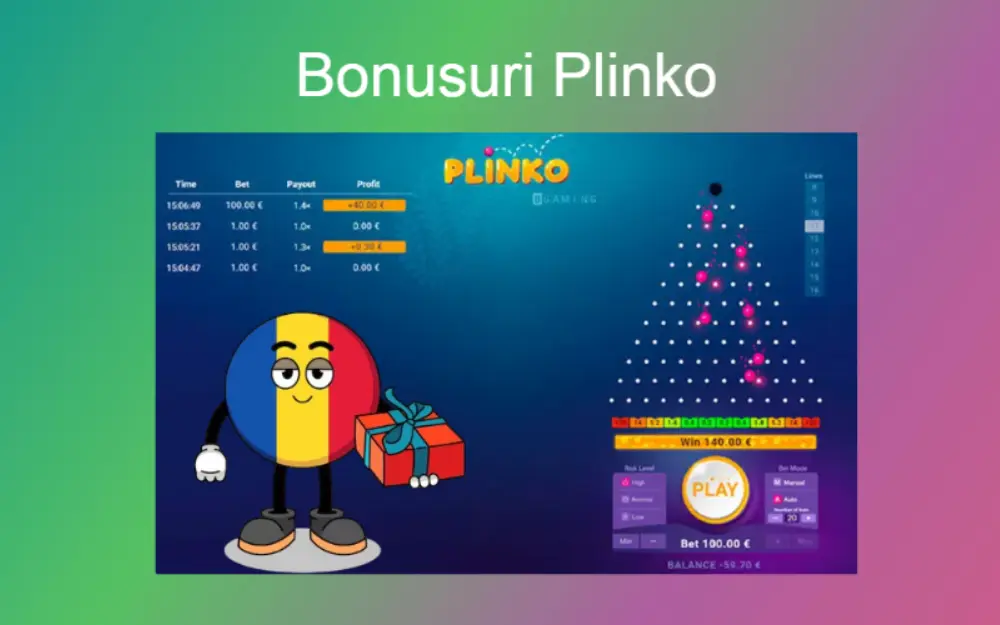 Bonusuri populare la Plinko Casino